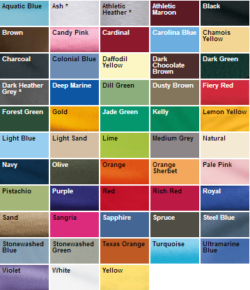 Port And Company Color Chart