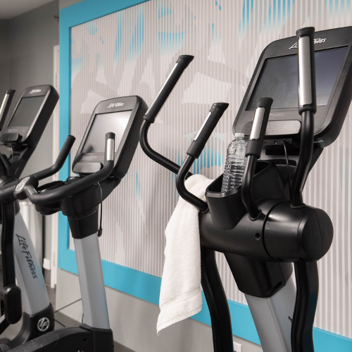 State-of-the-art Fitness Center with dry sauna, free weights, and cardio equipment.