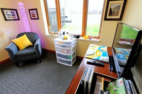 Multi-sensory room for residents to relax and connect with all five senses in The Willensky Residence. Multi-sensory room for residents to relax and connect with all five senses in The Willensky Residence.