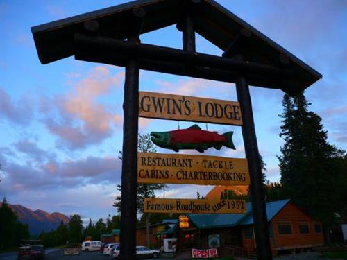 The sign at Gwin's Lodge The sign at Gwin's Lodge
