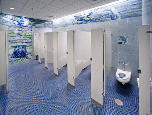 Women's restroom - designed by Ellen Driscoll