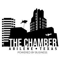Small black and white picture that says The Chamber Abilene Texas Powered by Business