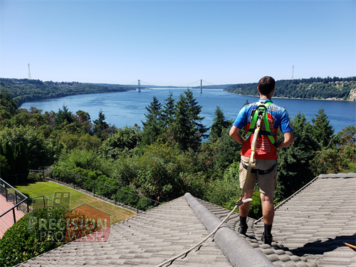 Puget Sound Narrows Bridge Tile Roof Cleaning Tacoma Rooftop Views!