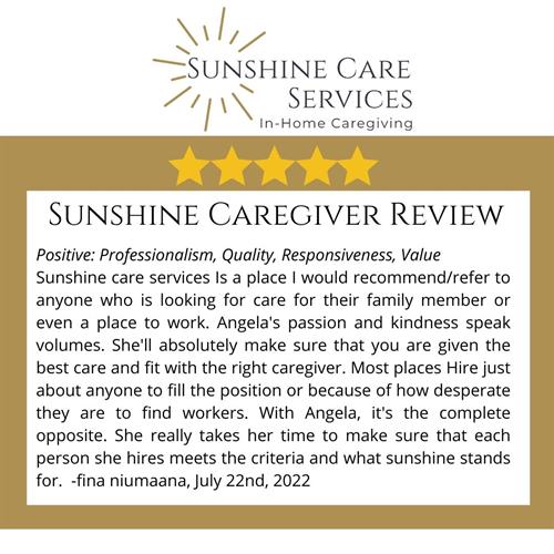 Check out our Sunshine Caregiver Review