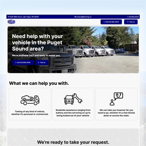 Landing page design, SEO services, and monthly maintenance for BL Towing