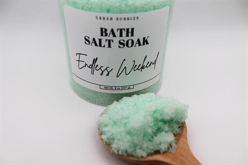 Relax like it’s the weekend every day — Endless Weekend bath soak is handmade in Bartlett for the ultimate unwind.