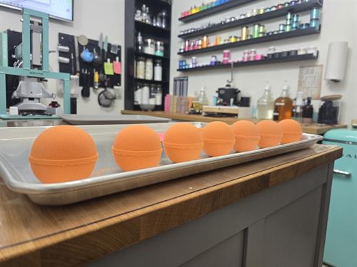 Freshly made in Bartlett — our small-batch bath bombs are crafted with care and color in every drop. Freshly made in Bartlett — our small-batch bath bombs are crafted with care and color in every drop.