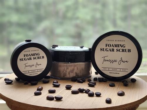 Awaken your senses with Tennessee Java — a creamy foaming sugar scrub that smells like fresh-brewed coffee and leaves skin smooth and invigorated. Awaken your senses with Tennessee Java — a creamy foaming sugar scrub that smells like fresh-brewed coffee and leaves skin smooth and invigorated.