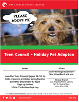 Teen Council - Holiday Pet Adoption Planning Meetings