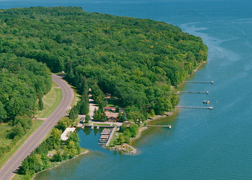 Aerial View of 37 slip harbor and Pine Point