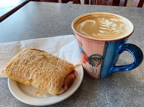 Enjoy a fresh bakery treat with a cup of Blue Ox Coffee