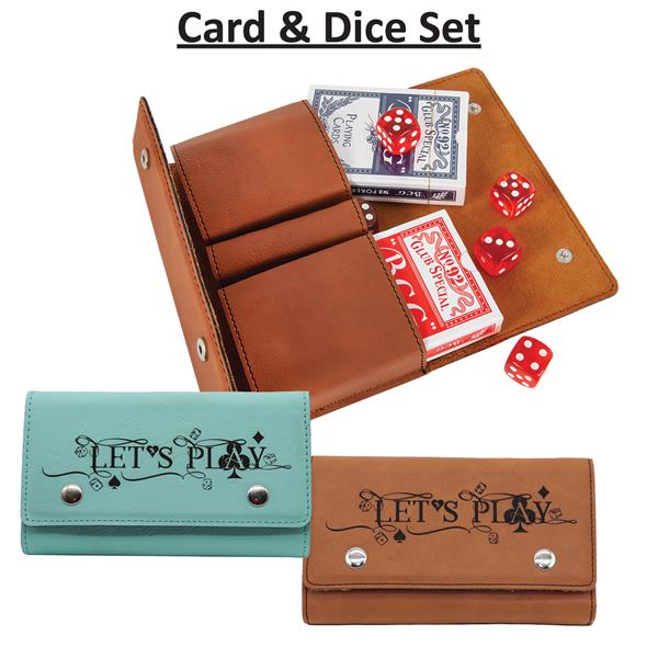 Etched Leatherette Card & Dice Set