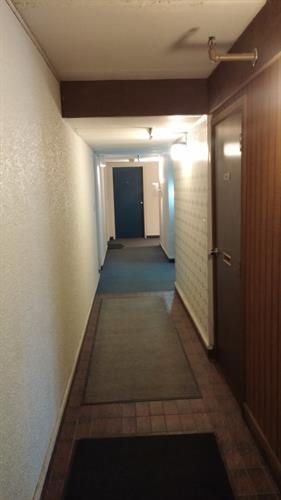 View after entering front door of building into common area hallway of building
