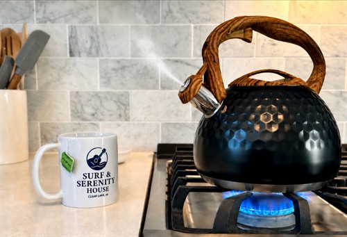Coffee, tea, creamers and flavorings are stocked for an easy start. Keurig, full pot or Kettle.