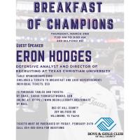Breakfast of Champions - Benefitting Boys and Girls Club of Hill County