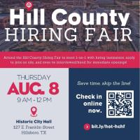 Hill County Hiring Fair at City Hall in Hillsboro