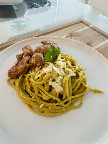 Spaghetti with Poblano Cream Sauce