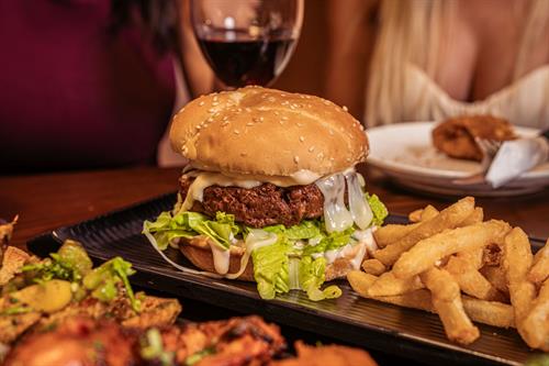 Veg and Non-Veg burgers with fries