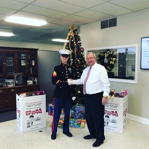 Helping out the community with Toys for Tots Drive.