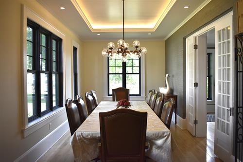 Large dining room with seating for whole group