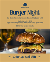 Burger Night at Blueberry Hill Inn