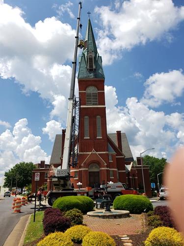 Mt Vernon Church Roof Replacement, Steeple Repair, Flat Roof system / Shingle Roof