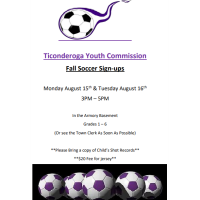 Ticonderoga Youth Commission Fall Soccer Sign-ups