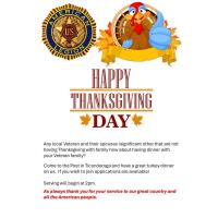 Happy Thanksgiving Day Dinner...for any local VETERAN (and spouse)