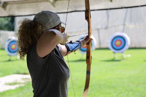 A guest using the archery range at Silver Bay YMCA. 