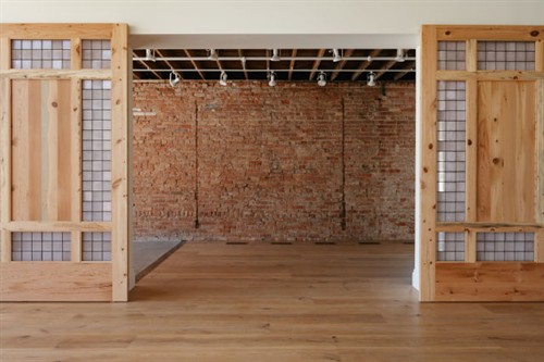 Repurposed glass from the original Mathis Market, circa 1920's