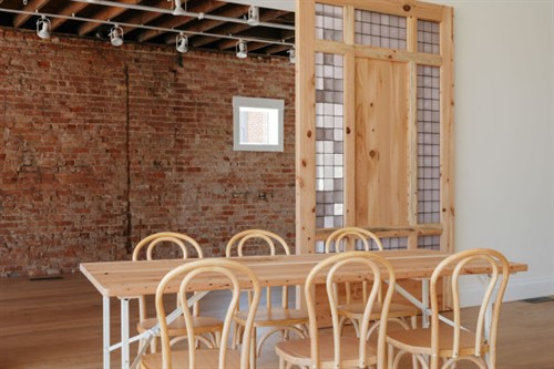 Beautifully repurposed 6.5' tables for your meeting or event, circa 1920's building