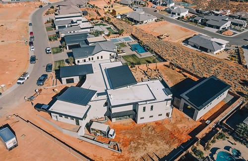 Aerial photo of combination roof