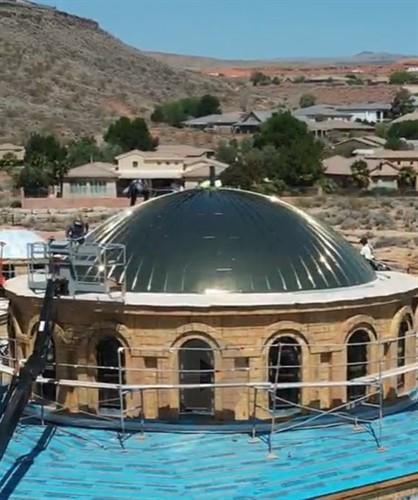 Custom metal roof on Greek Church