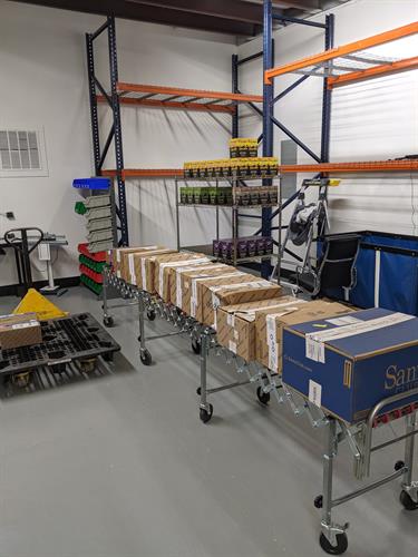 Conveyor line of boxes