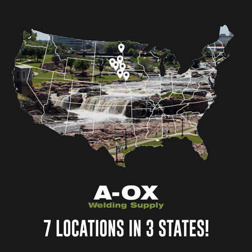 Today, A-OX Welding Supply comprises 7 locations in South Dakota, North Dakota, and Iowa with a headquarters and central warehouse in Sioux Falls, SD. We are the only producer of Purity Plus Specialty Gases in South Dakota--with the ability to serve anyone in the continental United States.