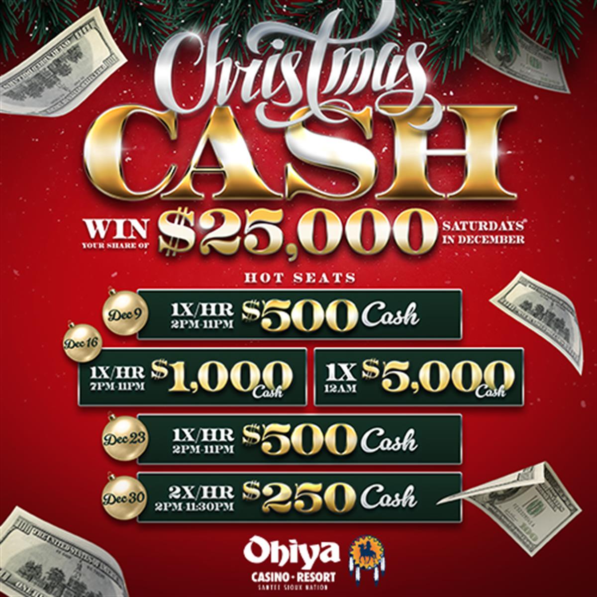 Ohiya Casino & Resort Christmas CASH Hot Seats Dec 30, 2023
