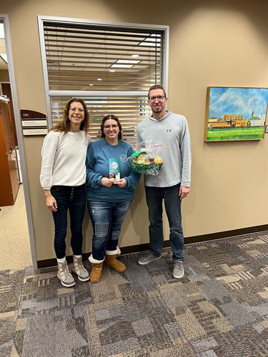 Olivia and Abby delivering a holiday basket to Kyle Herges at Dakota Wesleyan University. Olivia and Abby delivering a holiday basket to Kyle Herges at Dakota Wesleyan University.