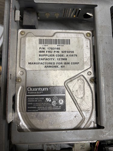 We recycle some really interesting items, like this old hard drive with a gigantic 127 MB capacity!