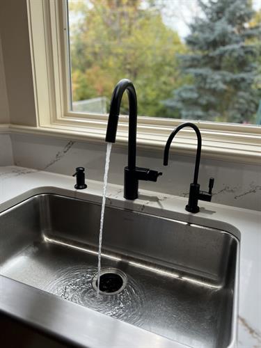 Freshly installed kitchen faucet