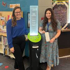 The Library Short Story Dispenser on tour at Ben Franklin School in Sept 2024, funded by the Library Foundation 