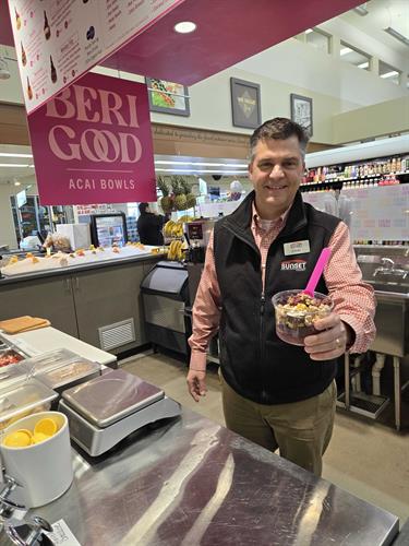 John Cortesi serves our first BeriGood acai bowl