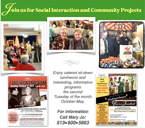 Join us for social interaction and community projects. Call Mary Jo: (513) 600-5663 Join us for social interaction and community projects. Call Mary Jo: (513) 600-5663