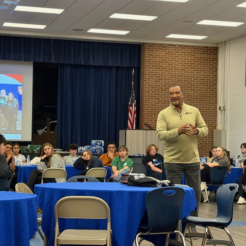 Donzel A. Leggett speaking at Franklin Central High School Leadership Academy