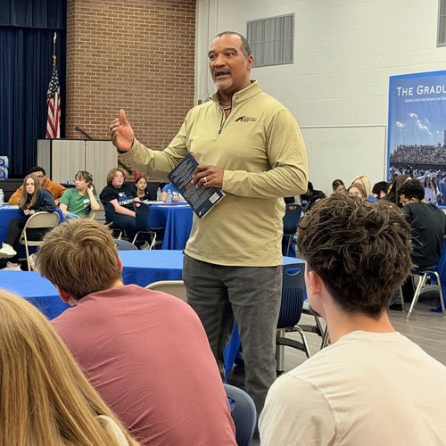 Donzel A. Leggett speaking at Franklin Central High School Leadership Academy