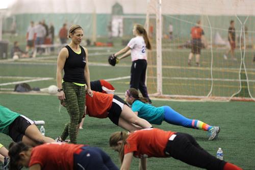 Girls softball training in the dome Girls softball training in the dome