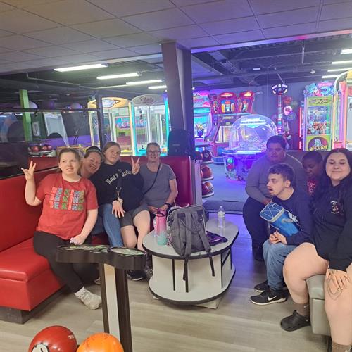 Students and staff at the lanes Students and staff at the lanes
