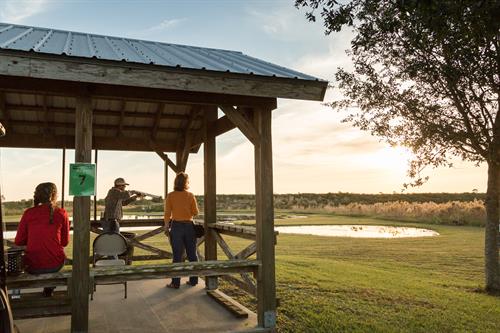 2 championship sporting clay courses in Florida will impress and challenge shooters from novice to advanced:  2 Courses (14 & 15 stations) 5-Stand (25 Bird) Wobble Trap (25 Bird) Trap and Skeet Field