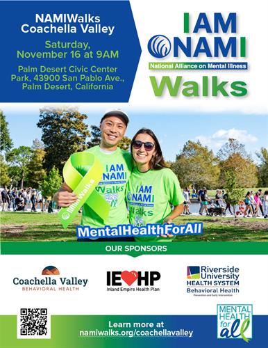 NAMIWalks Coachella Valley - Join Us!  Saturday, November 16th, 2024 Civic Center Park Palm Desert