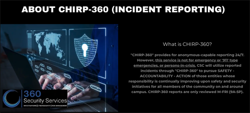 About CHIRP-360 Anonymous Incident Reporting