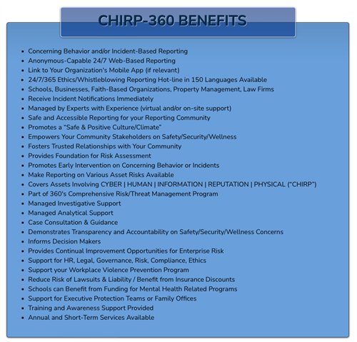 CHIRP-360 Services Benefits